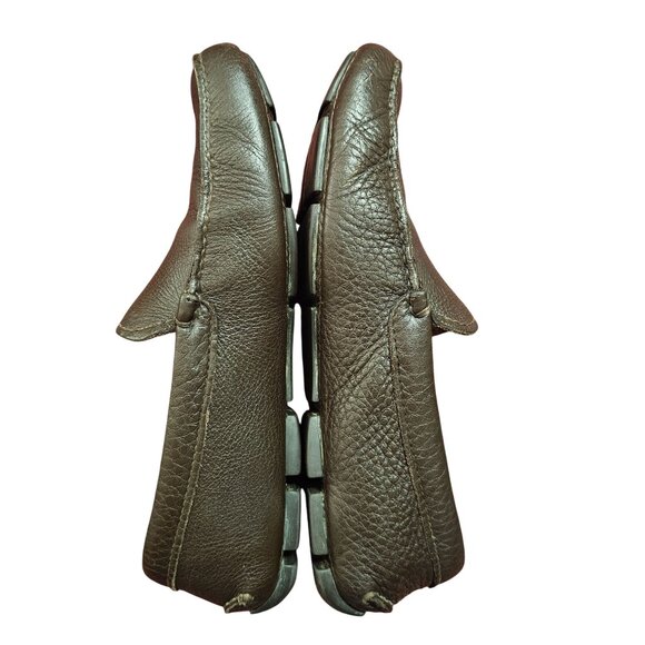 Prada Youth/Mens Driving Loafers UK 5 US 6 Brown Pebbled Leather Made In Italy - Picture 5 of 9